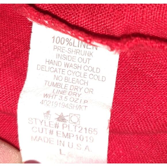 Pure Match Red Linen Top Sz L Lagenlook Boutique USA High Low NWT Sleeveless - Picture 8 of 14